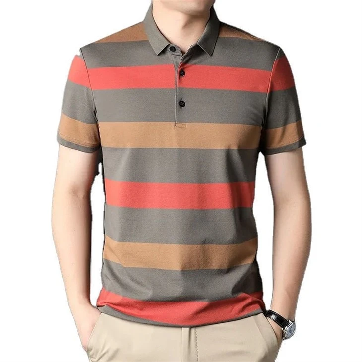 Orange And Blue Striped Polo4
