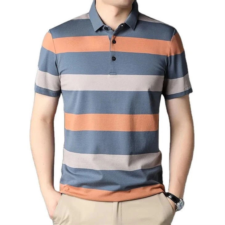 Orange And Blue Striped Polo2